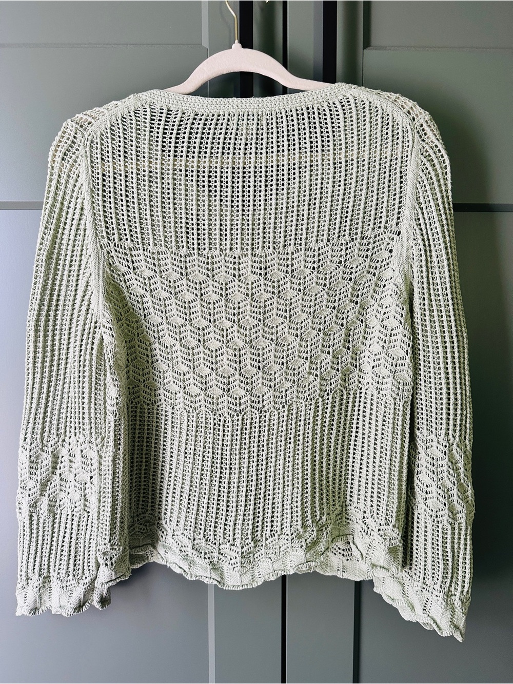Sundance Light Sage Crochet Button-Up Cardigan - Picture 3 of 5